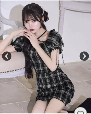 셔링 체크 미니 원피스