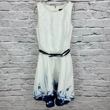 TOMMY HILFIGER 민소매 원피스 화이트 요트 패턴 000348