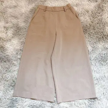 아베베 여성용 와이드 팬츠 S 베이지 무지 허리밴딩