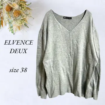 ELVENCE DEUX 긴팔 V넥 봄 니트 38 그레이 무지 3345