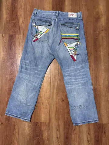 Coogi 데님 배기 팬츠 초와이드 자수 레어 W42 90년대 Y2K