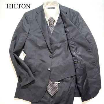[컨디션 최상] HILTON 힐튼 쓰리피스 수트 네이비 백 오픈 YA6