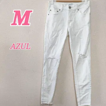 AZUL by moussy 화이트 데님 팬츠 M 봄/여름 코디 데미지