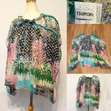 TSUMORI CHISATO 츠모리치사토 실크 쉬폰 판초풍 블라우스