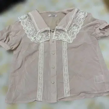 Ank Rouge 레이스 핑크 반팔 블라우스