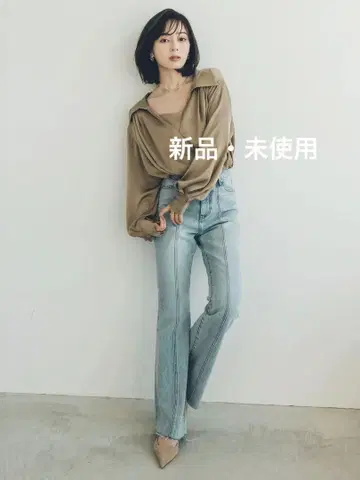 anuans 센터 시 세미 플레어 데님