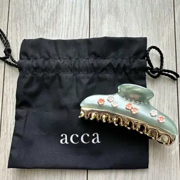 acca 민트 그린 꽃무늬 헤어 클립