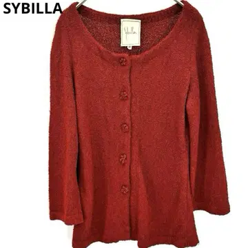 시빌라 SYBILLA 가디건 레드 레이온 7부 소매 M 상의
