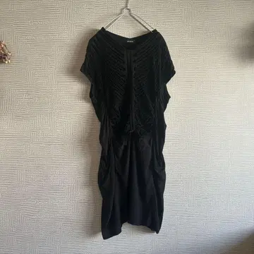 [새상품급] zucca 주카 디자인 원피스 블랙 레이온 드레이프감