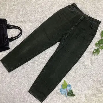 90년대 엘엘빈 치노 팬츠 그린 허리밴딩 로고 버튼 10 XL
