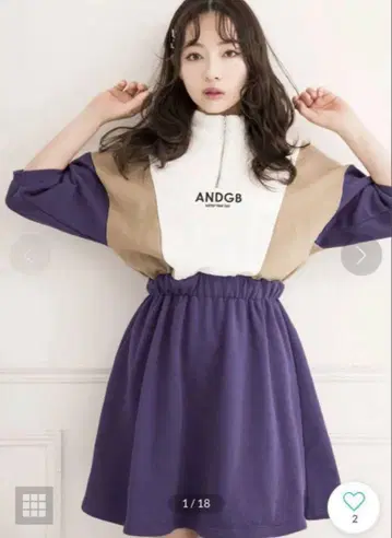 앙지비 하프 지퍼 배색 미니 원피스