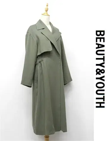 F-I428/BEAUTY&YOUTH 드로우 스트랩 트렌치코트 M 그린