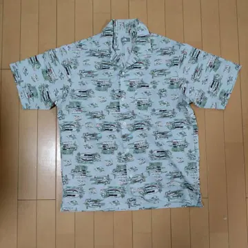 THE NORTH FACE 반팔 셔츠 L 스카이블루 풍경 프린트