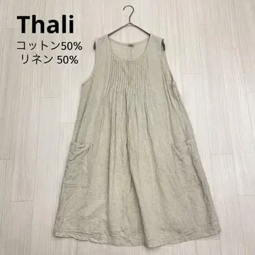 Thali 코튼 린넨 슬리브리스 튜닉 원피스 인도산