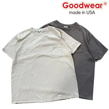 2매 세트! USA제 [GOODWEAR] 포켓 티 브라운 베이지