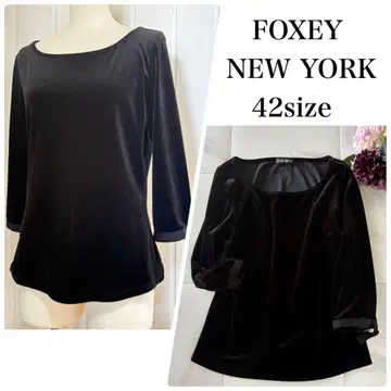 FOXEY NEW YORK 벨로아 7부 소매 상의 리본 42 사이즈