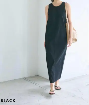 블랙 슬리브리스 롱 원피스 SP 사이즈