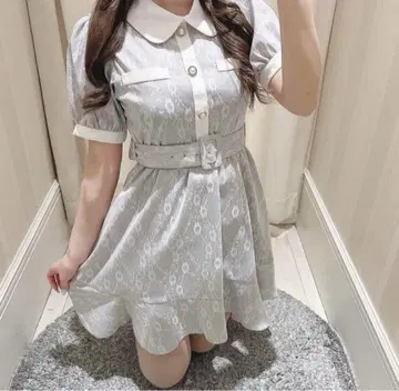 evelyn 레이스 플레어 원피스 아이스 그레이