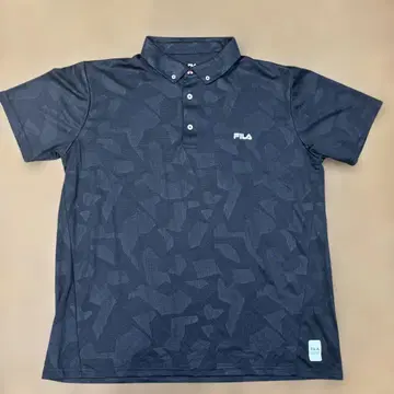 새상품급 중고 FILA 기하학 패턴 폴로 셔츠 블랙 size 2XL