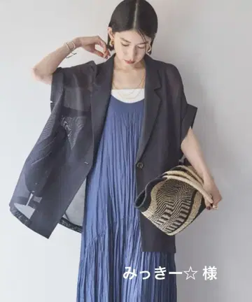 메쉬 프렌치 슬리브 자켓 차콜 그레이