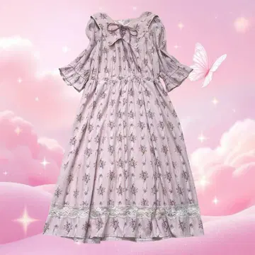 axes femme 부케 리본 무늬 세일러 원피스 핑크 M 히메 스타일