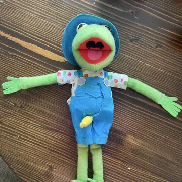 개구리 봉제 인형 파란색 오버롤