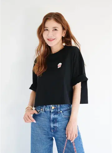 오블리 OBLI 팝콘 티셔츠 블랙