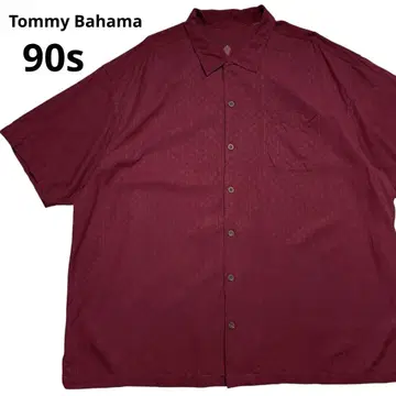 Tommy Bahama 90년대 싱글 반팔 셔츠 와인 레드 새상품급