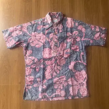 SurfLine Hawaii 반팔 알로하 셔츠 레드 네이비 70s
