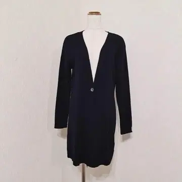 Lefumoir V넥 롱 가디건 긴팔 싱글 버튼 무지 [L] 블랙