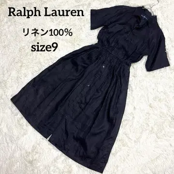 [랄프 로렌] 반팔 셔츠 원피스 린넨 100% M 상당 블랙