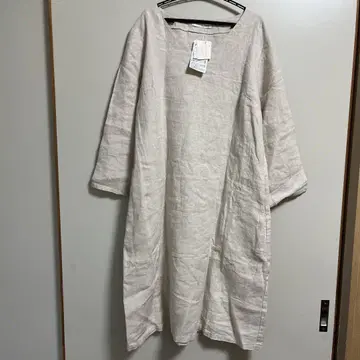 택 포함 새상품 린넨 100% 원피스 베이지 FABRIC'S