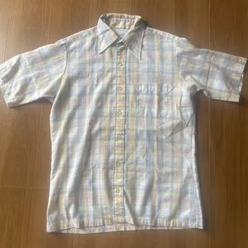 체크 무늬 반팔 셔츠 버튼 다운 70s