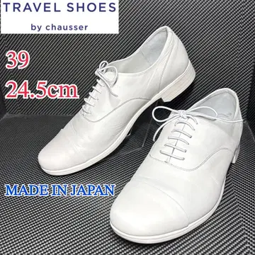 새상품급 쇼세 트래블 슈즈 스트레이트 팁 화이트 39/24.5cm