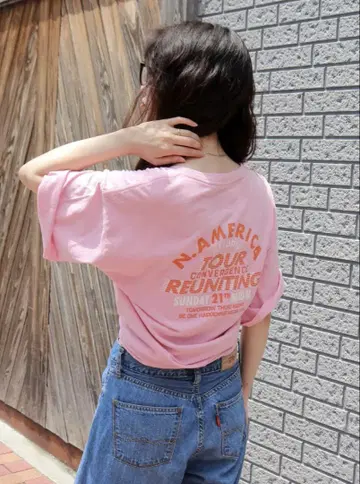 새상품 Ungrid 투어 로고 루즈 tee@/핑크
