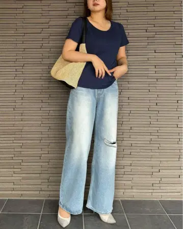o.w 데미지 와이드 라이트 데님