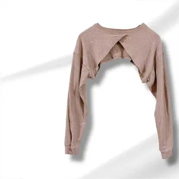 ZARA 베이지 리브 슈러그 크롭 볼레로 M