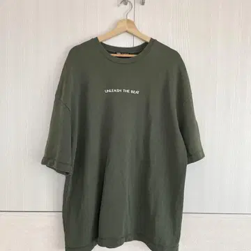 ZARA 맨투맨 소재 다크 그린 티셔츠 빅 사이즈 오버 L