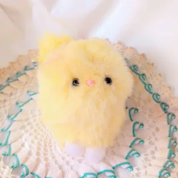 고양이 푹신푹신 퍼 봉제인형 노란색 고양이 동글동글 레트로 귀여움