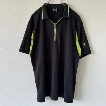 OAKLEY 하프 지퍼 폴로 블랙 스컬 자수 XL