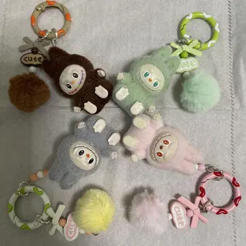 4세트 라부부 Labubu 키링 핑크, 그린, 브라운, 그레이