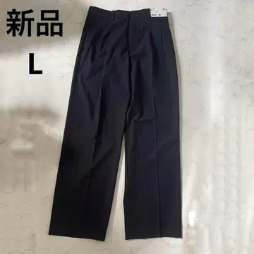 새 상품 택 유니클로 턱 와이드 팬츠 투턱 긴 기장 76cm 블랙 L