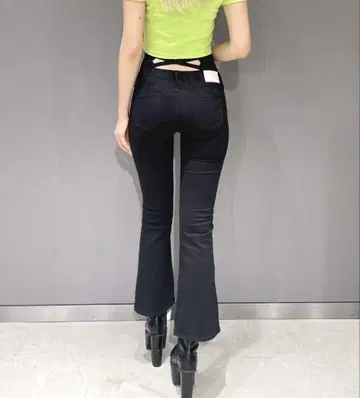 GYDA 하이웨스트 back 크로스 플레어 팬츠