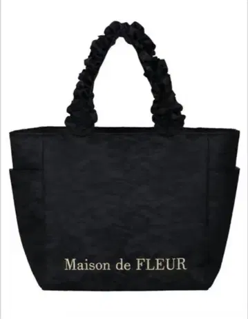 Maison de FLEUR 레이스 새틴 프릴 핸들 토트백 블랙