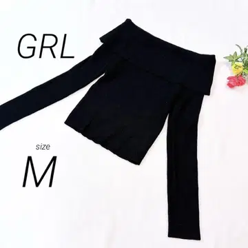 고품질 그레일 GRL (M) 오프숄더 긴팔 스웨터 니트 블랙