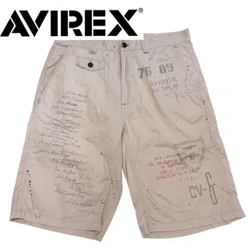 레어 AVIREX 페인트 가공 스텐실 프린트 숏팬츠 밀리터리