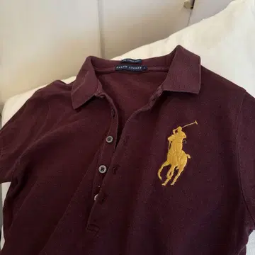 Ralph Lauren 스키니 피케 셔츠 L 버건디