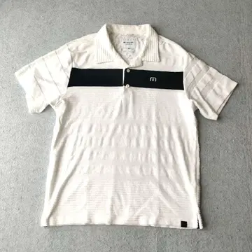 TravisMathew 골프 피케 셔츠 2XL 화이트 네이비 남성용 파일