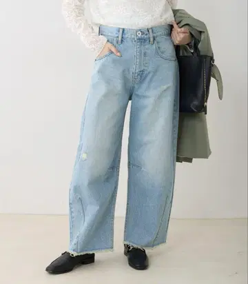 퓨어세신 와이드 커브 데님 팬츠