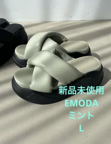 미사용 새상품 EMODA 에모다 플럼프 크로스 샌들 민트 L